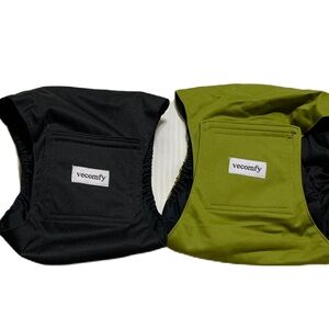 Dog Vecomfy Belly Bands for Male Dogs Diapers SZ LG. Pack of 2. Blk & Green
